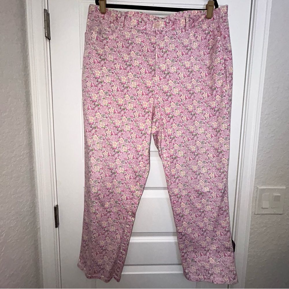 Lauren Ralph Lauren Small Floral Print Stretch Straight Leg Pants